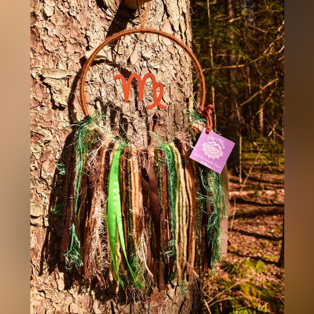 Virgo Zodiac Green and Brown Dreqmcatcher